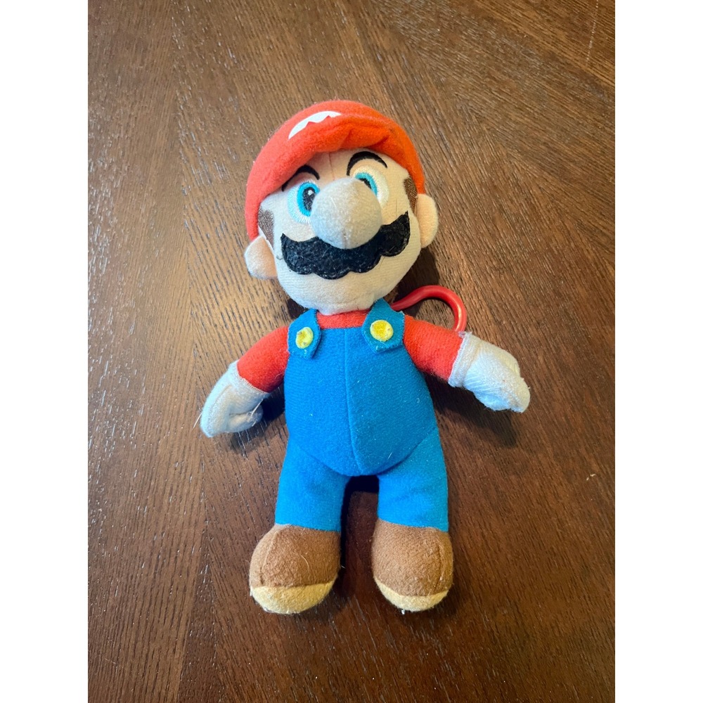 Nintendo Mario Plush Backpack Clip Unisex 7" Red Blue Excellent 2010 Coin Purse
